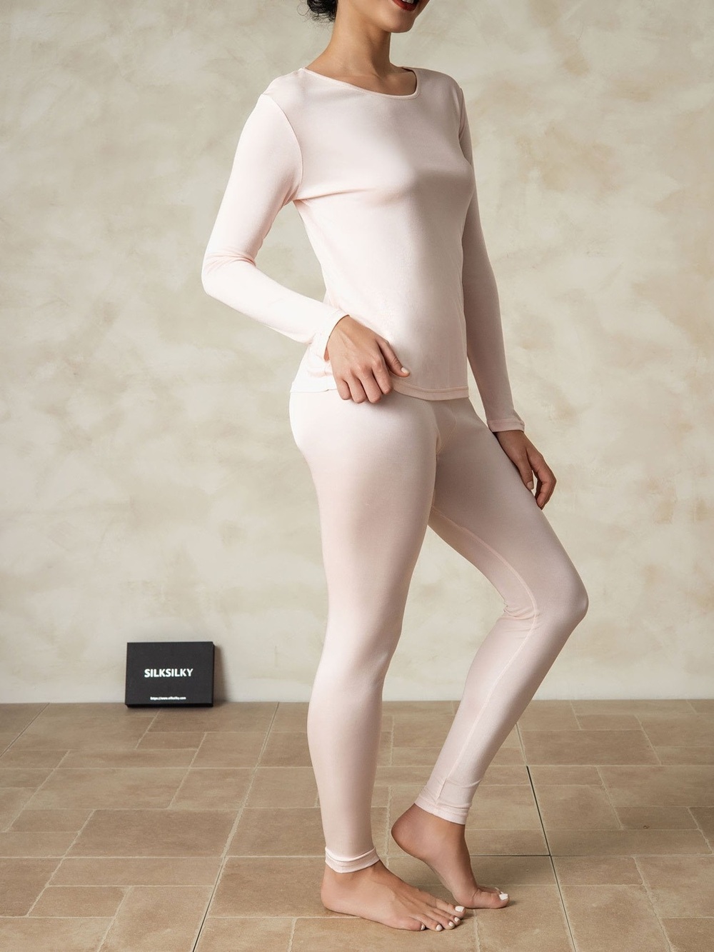 Mulberry Silk Pajama Set Size Small Lite Pink Long Johns Minimalist Quiet Luxury - Picture 3 of 15